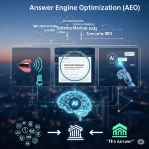 Answer Engine Optimization (AEO): The Future of SEO in 2025 Answer Engine Optimization (AEO) is the future-forward approach to SEO, focused on optimizing content to directly answer user queries in AI-powered search results, voice assistants, and smart devices. Unlike traditional SEO, AEO targets featured snippets, zero-click searches, and AI-generated answers by providing concise, structured, and authoritative responses. To succeed with AEO, websites must implement FAQ sections, use schema markup (like FAQPage and HowTo), and craft content that aligns with natural language questions and conversational search intent. Prioritizing semantic SEO, entities, and contextual relevance helps your content be selected by engines like Google SGE or ChatGPT-style assistants. As search evolves from links to direct answers, mastering AEO is critical for future-proofing your visibility and authority.