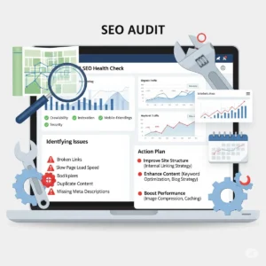The Complete Guide to Website SEO Audit: Fix Issues, Boost Rankings A site audit is a comprehensive analysis of your website’s health, performance, and SEO effectiveness. It helps identify critical issues related to on-page SEO, technical SEO, site speed, mobile usability, broken links, and indexing errors that may be hurting your search engine rankings. A thorough site audit also evaluates meta tags, content quality, internal linking, schema markup, and core web vitals to ensure your site is fully optimized. By using tools like Google Search Console, Screaming Frog, or Ahrefs Site Audit, you can uncover hidden SEO problems and fix them before they impact traffic or conversions. Regular site audits are essential for maintaining a strong online presence and staying ahead of algorithm updates.