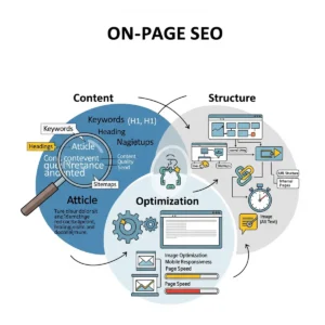 On-page SEO optimization is a crucial part of improving your website’s visibility and rankings on search engines. It involves optimizing key elements such as title tags, meta descriptions, header tags (H1, H2, etc.), and URL structure to ensure they are aligned with target keywords. Effective keyword placement, maintaining proper keyword density, and crafting SEO-friendly content help search engines understand the relevance of your pages. Additionally, optimizing internal linking, using alt text for images, improving page load speed, and ensuring mobile-friendliness all contribute to a stronger on-page strategy. Tools like schema markup and canonical tags also support better indexing and avoid duplicate content issues. Overall, mastering these on-site SEO techniques is essential for driving organic traffic and enhancing user experience. Proven On-Page SEO Optimization Techniques to Boost Organic Traffic