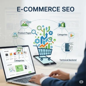 The Ultimate Guide to E-commerce SEO: Rank, Traffic & Sales E-commerce SEO is the process of optimizing your online store to increase visibility in search engine results and drive more qualified traffic that converts into sales. It involves strategic optimization of product pages, category pages, and meta tags using targeted buyer-intent keywords. Key elements include crafting unique product descriptions, implementing schema markup for rich snippets, optimizing image alt tags, and ensuring a fast, mobile-friendly shopping experience. Strong internal linking, clean URL structures, and resolving duplicate content issues—especially with filters or variations—are also essential for success. Additionally, earning backlinks to product and category pages, improving site architecture, and using tools like Google Search Console help e-commerce sites climb the rankings and outperform competitors.